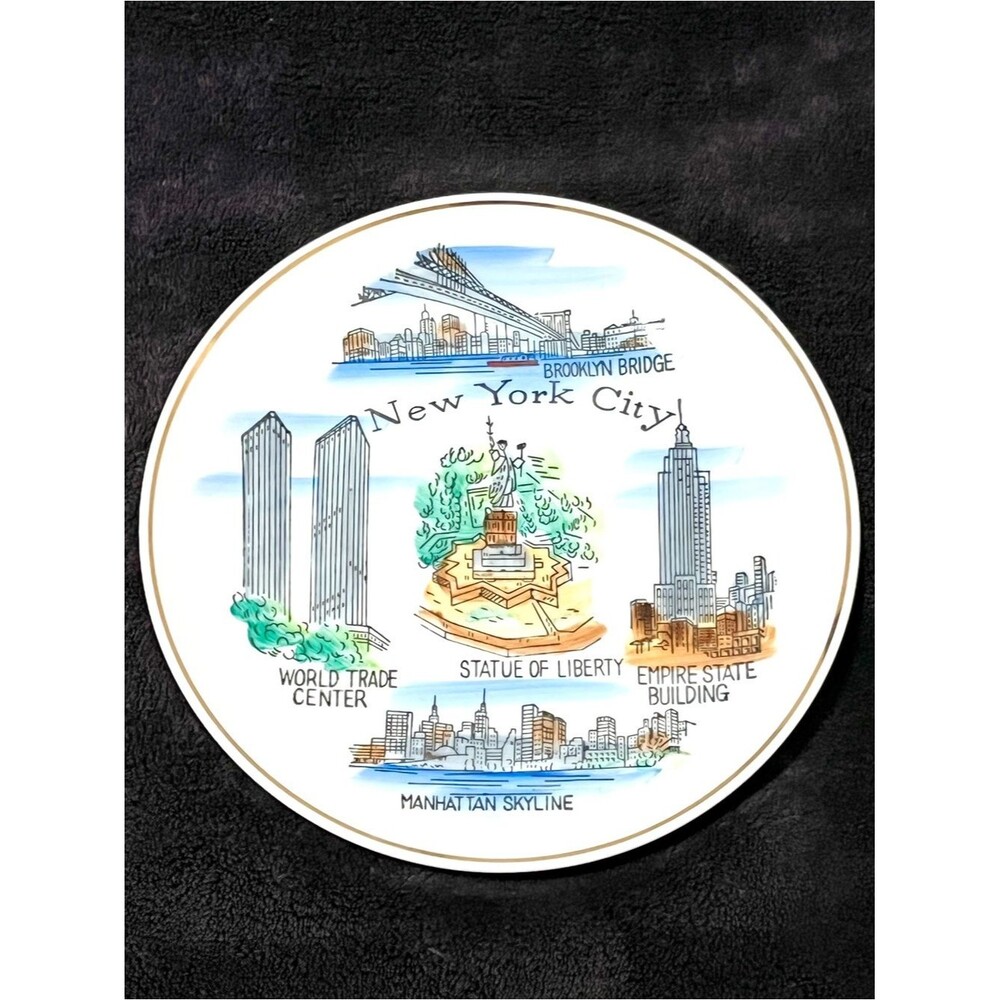 Vintage Manhattan PC Co Twin Towers Souvenir Plate